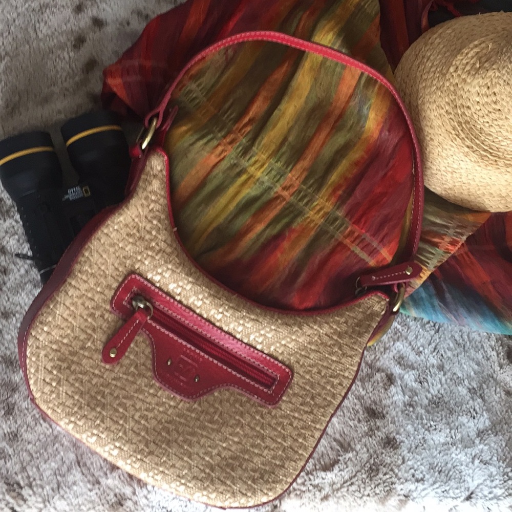 Stone Mountain Straw & Leather Bag